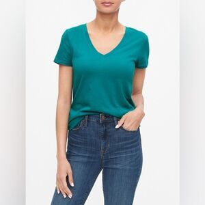 Y2K Vintage Talbots Slub Cotton V Neck Tee Womens S Cap Sleeve T-Shirt Basic